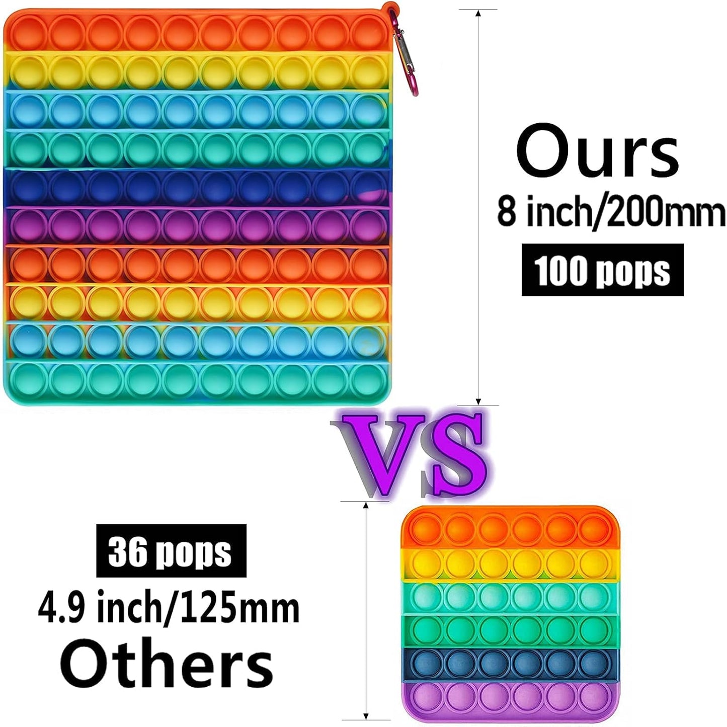 2Pcs Big Pop Its Fidget Toys,200 Bubbles Stress Reliever Silicone Pressure Relieving Toy,For Kids Autism and Adult Anxiety Easy to Grasp Pop Silicone Toy