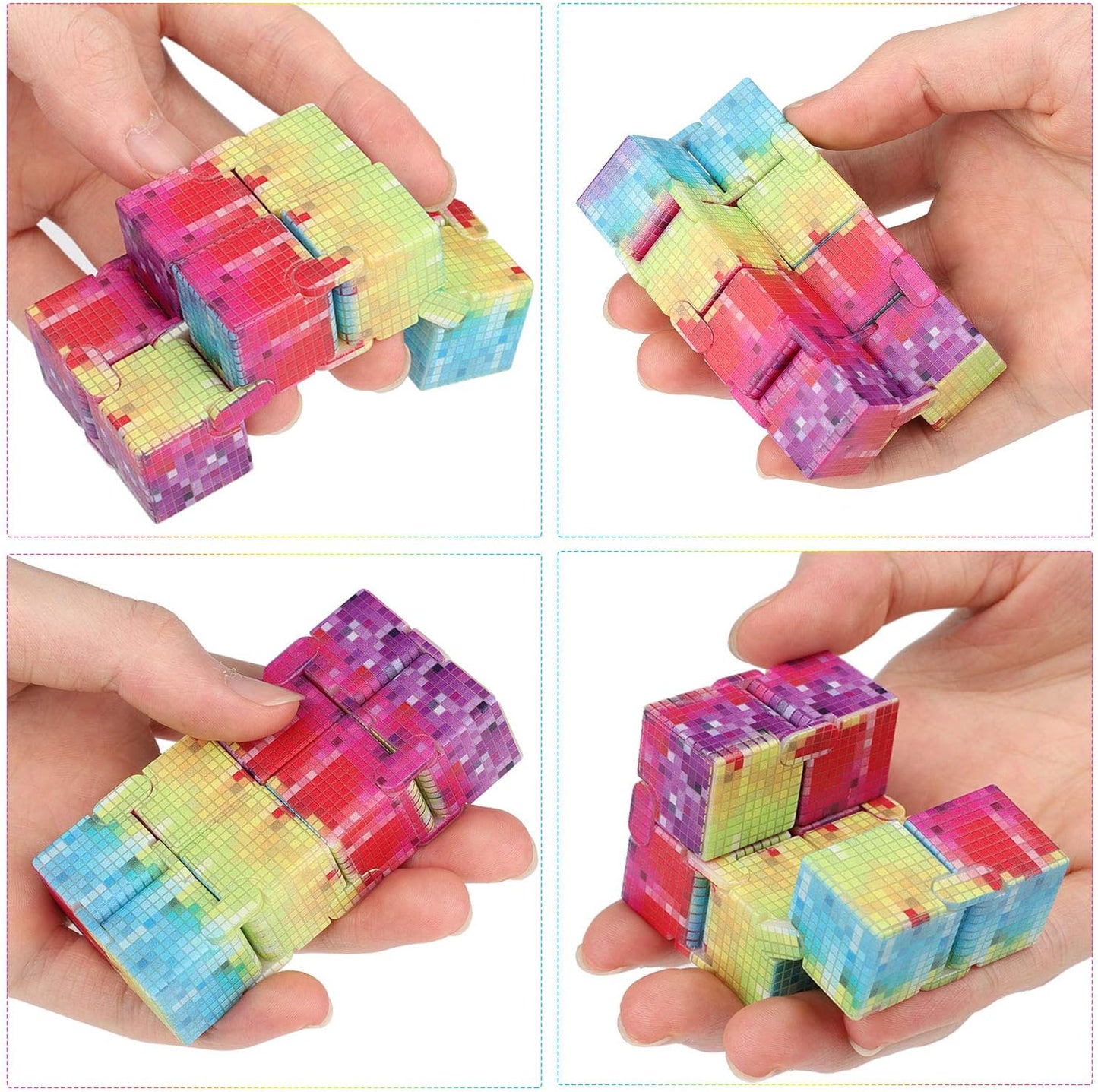 Infinity Cube Fidget Toy, Hand Killing Time Transform Cubes Magic Cubes for Kids (Color Mosaic)
