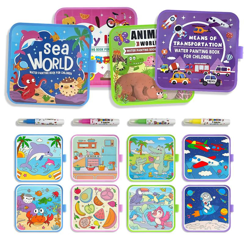 Watercolor Doodle Activity Books for Kids - Fun & Educational Travel Painting Supplies