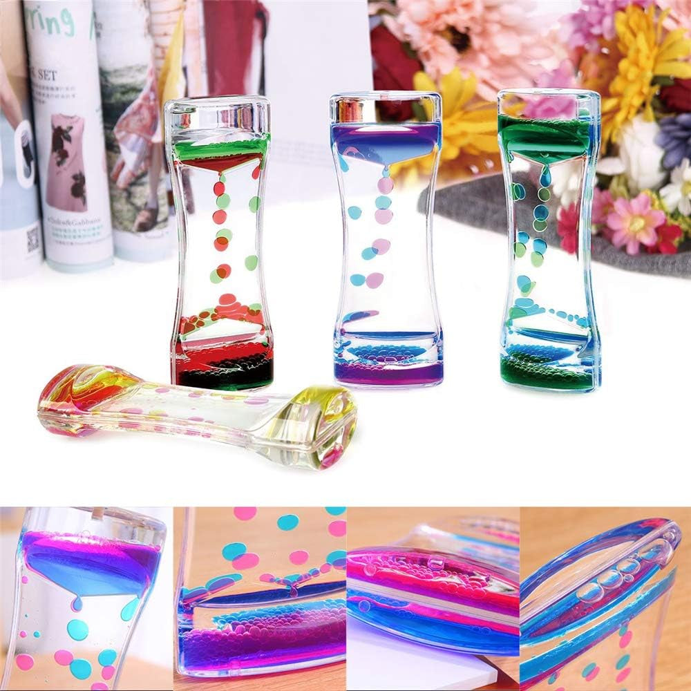 Rainbow Liquid Motion Bubbler Pack of 8 - Sensory Fidget Timer for Stress Relief and Relaxation for Kids and Adults