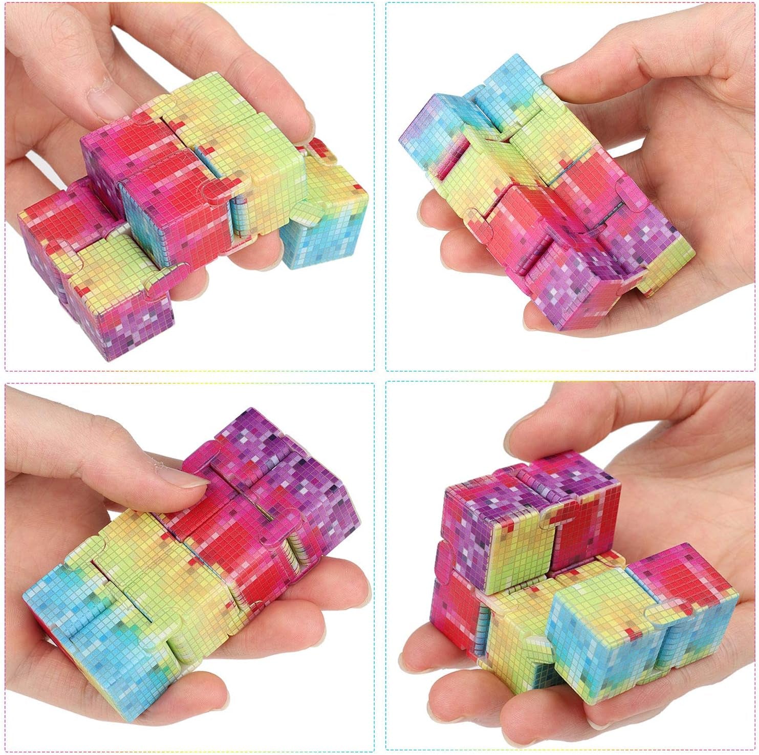 Infinity Cube Fidget Toy, Hand Killing Time Transform Cubes Magic Cubes for Kids (Color Mosaic)