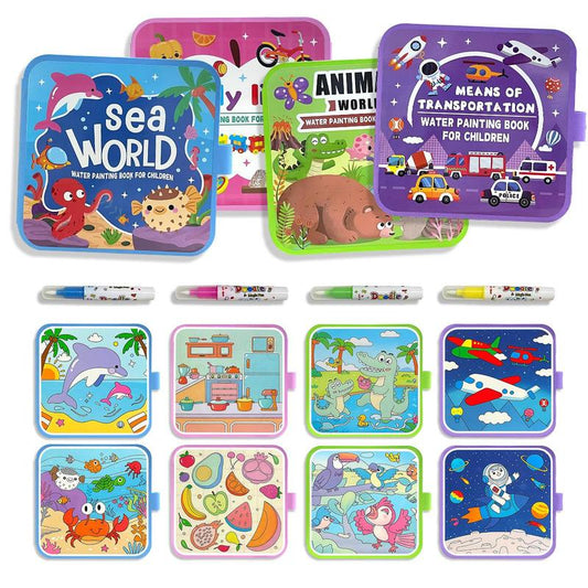 Watercolor Doodle Activity Books for Kids - Fun & Educational Travel Painting Supplies