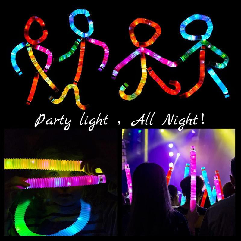 Light up Pop Tube Creative Sensory Toy, Stress Relief Toy, Fun Party Favors, Decorative Toy, Luminous Retractable Tubes Toy, Birthday Party Toy