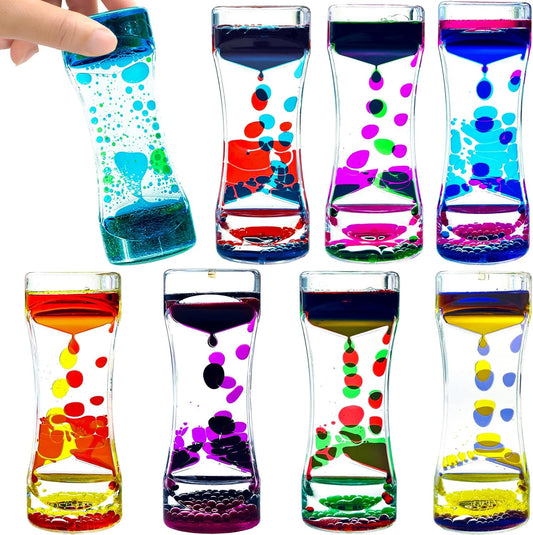 Rainbow Liquid Motion Bubbler Pack of 8 - Sensory Fidget Timer for Stress Relief and Relaxation for Kids and Adults