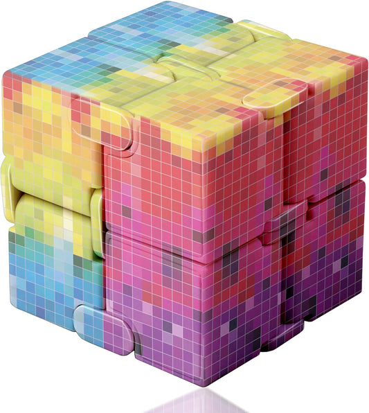 Infinity Cube Fidget Toy, Hand Killing Time Transform Cubes Magic Cubes for Kids (Color Mosaic)