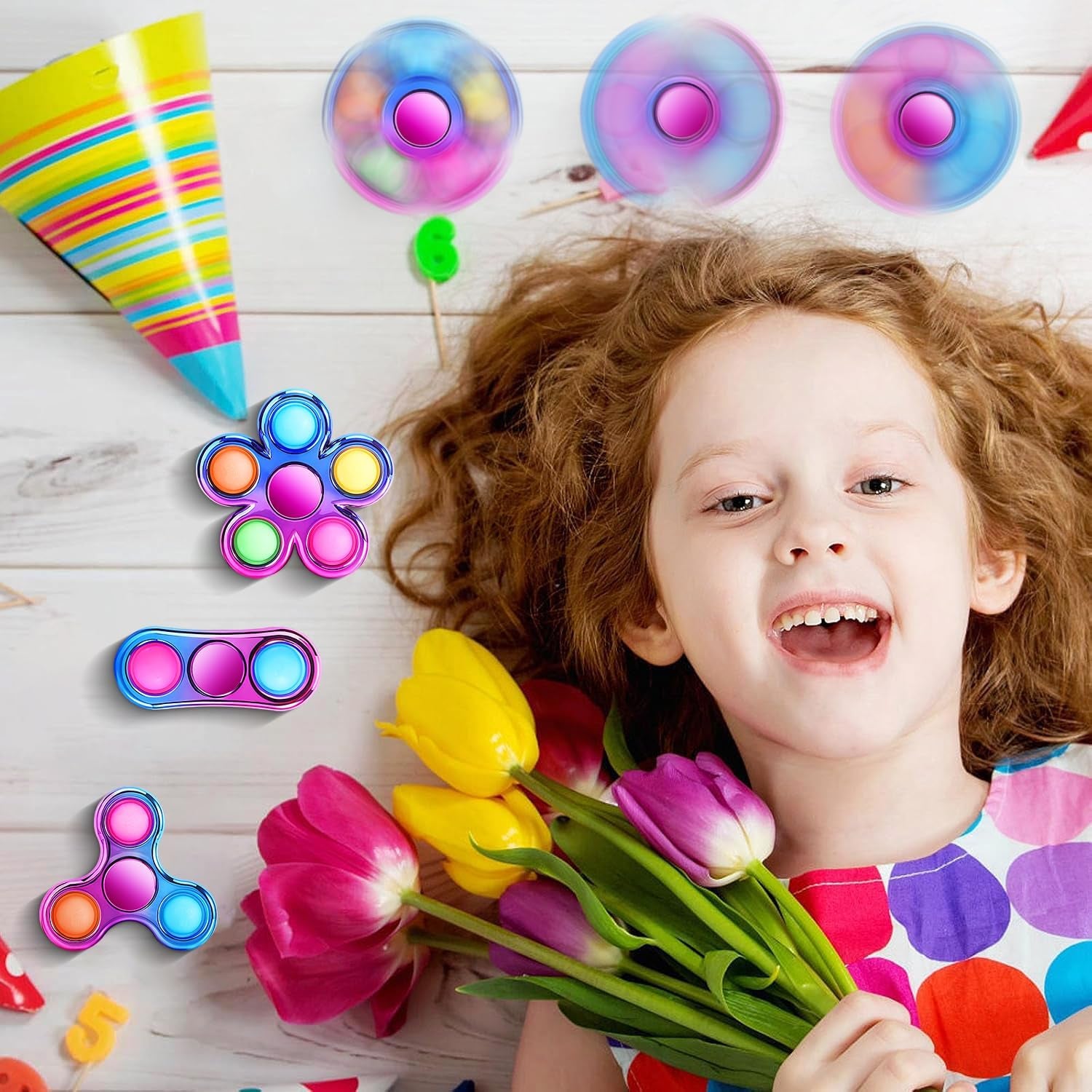 Ultimate 3 Pack Pop Fidget Spinners - Perfect Party Favors & Classroom Prizes for Teens! Sensory Fun for All Ages - Ideal Birthday Gifts!