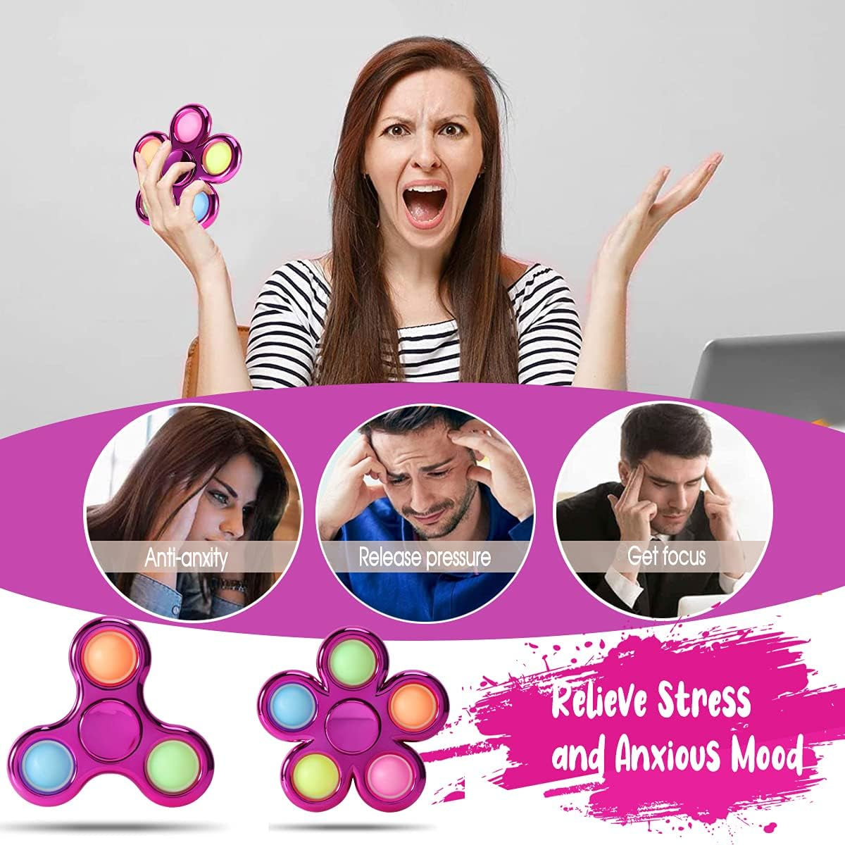 Ultimate Fidget Spinner 2 Pack - Anxiety Relief Toys for Kids & Adults, Perfect Party Favors & Classroom Rewards for ADHD & Autism!