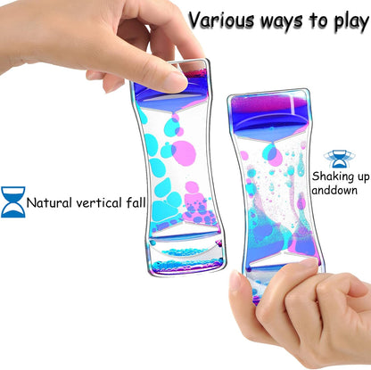 Liquid Motion Bubbler Timer Set of 5 - Colorful Sensory Fidget Toys for Anxiety Relief and Relaxation for Kids, Teens, and Adults