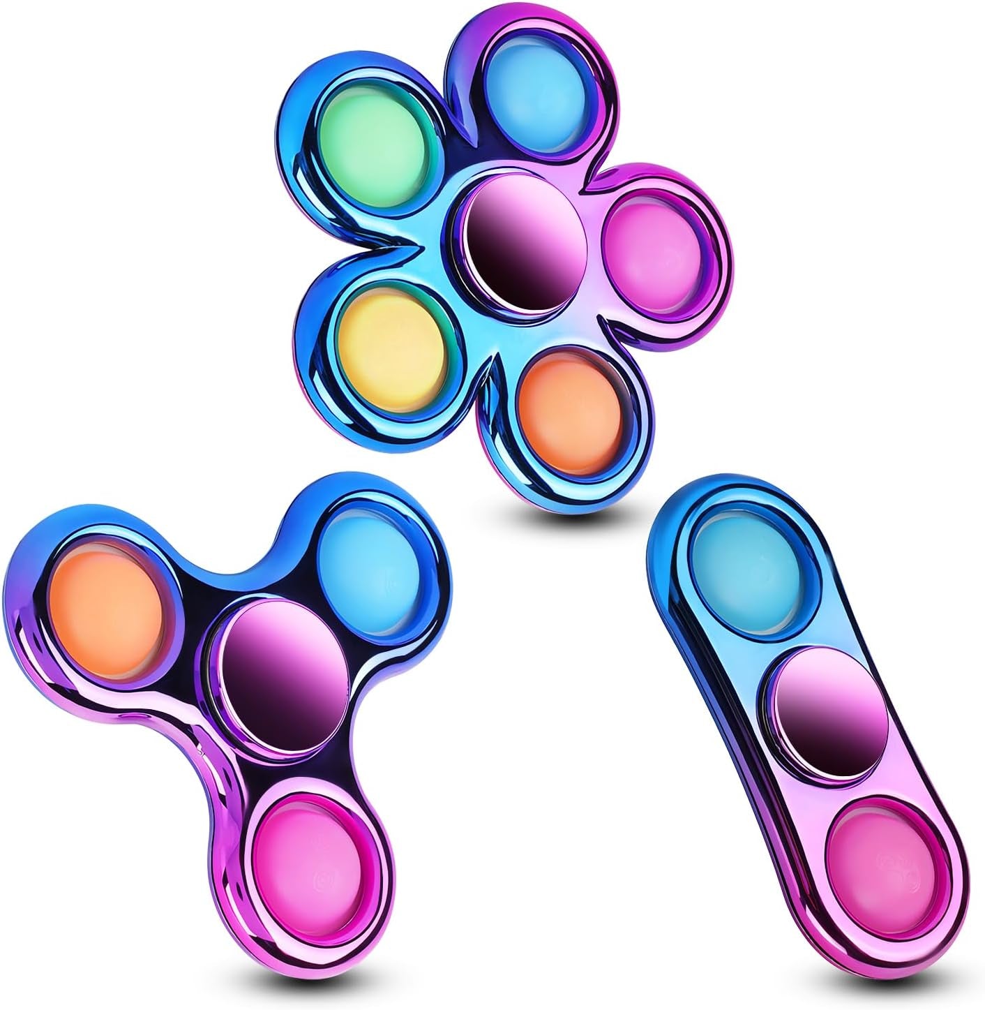 Ultimate 3 Pack Pop Fidget Spinners - Perfect Party Favors & Classroom Prizes for Teens! Sensory Fun for All Ages - Ideal Birthday Gifts!