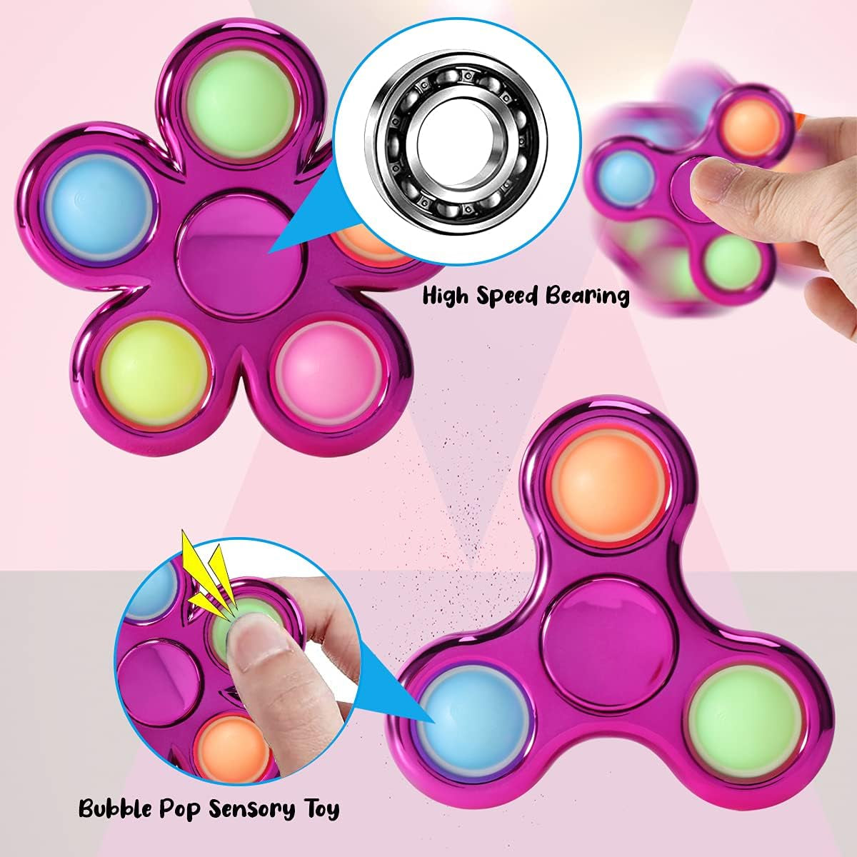 Ultimate Fidget Spinner 2 Pack - Anxiety Relief Toys for Kids & Adults, Perfect Party Favors & Classroom Rewards for ADHD & Autism!